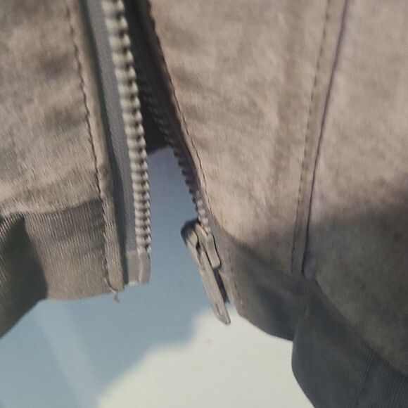 Size 11 Stylman International Grey Cotton and Leather Patchwork Jacket - Picture 5 of 10